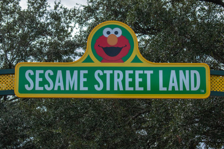 Orlando, Florida. November 06, 2019. Top view of Sesame Street Land sign at Seaworldのeditorial素材
