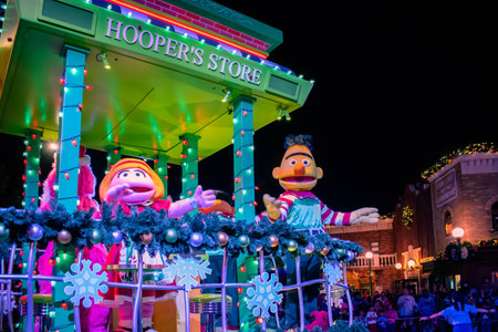 Orlando, Florida . November 24, 2019. Prairie Dawn and Bert at Sesame Street Christmas Parade at...