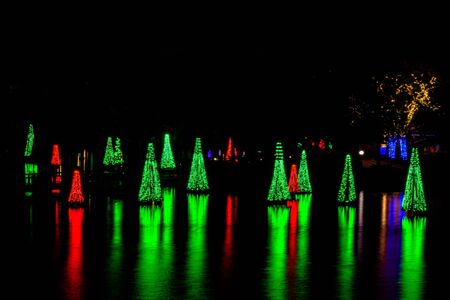 Orlando, Florida. November 23, 2019. Top view of colorful Sea of Trees in SeaWorlds Christmas Celebration 1のeditorial素材