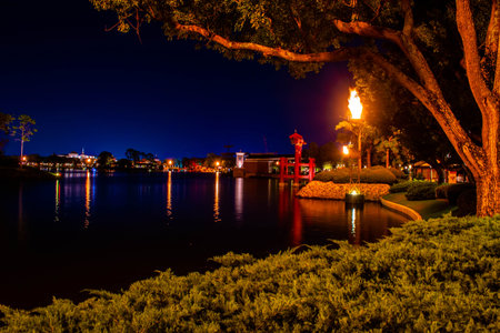 Orlando, Florida. December 06, 2019. Beautiful view of Japan, The American Adventure, China and...