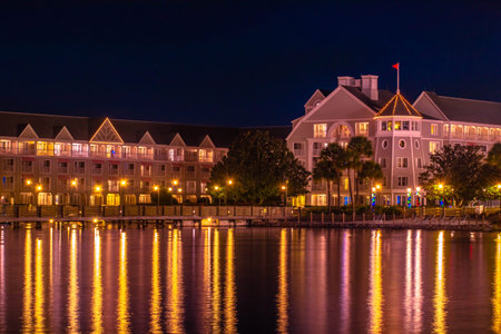 Orlando, Florida. December 06, 2019. Waterfront hotel victorian style at Lake Buena Vistaのeditorial素材