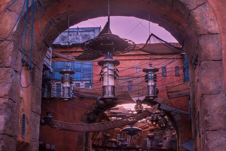 Orlando, Florida. November 27, 2019. Arch and exotic lamps in Star Wars Galaxy Edge at Hollywood Studios (45)のeditorial素材