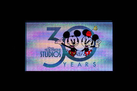 Orlando, Florida. November 27, 2019. Illuminated 30 years anniversary sign at Hollywood Studios (1)