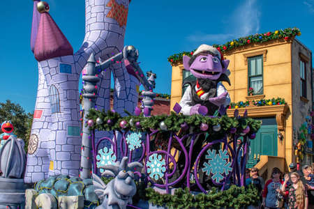 Orlando, Florida. December 07, 2019. Count Von Count in Sesame Street Christmas Parade at Seaworld 5のeditorial素材