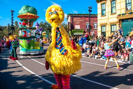 Orlando, Florida. December 07, 2019. Big Bird and Elmo in Sesame Street Christmas Parade at Seaworld 4のeditorial素材