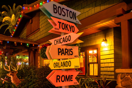 Orlando, Florida. January 03, 2020, Worlds cities sign at Hollywood Studios (199)