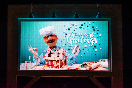 Orlando, Florida. January 03, 2020, Chef and Seasons Greetings on screen at Hollywood Studios (98)