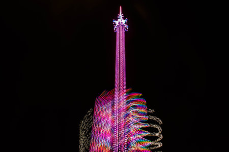 Orlando, Florida. December 13, 2019. Large exposition Star Flyer attraction in International Drive...