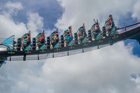Orlando, Florida. November 15 2020. People enjoying Mako Rollercoaster at Seaworld (12)のeditorial素材