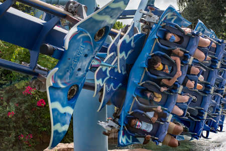 Orlando, Florida. November 15, 2020. People enjoying Manta Ray rollercoaster at Seaworld (5)のeditorial素材