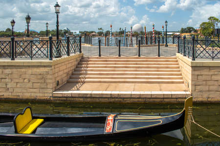 Orlando, Florida. July 29, 2020. Beautiful view of Fountain in France Pavillion at Epcot (14)のeditorial素材