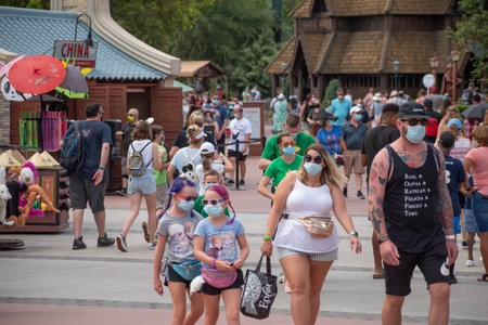 Orlando, Florida. July 29, 2020. People enjoying a hot summer day at Epcot (115)