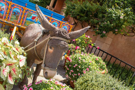 Orlando, Florida. July 29, 2020. Donkey statue in Italy Pavillion at Epcot (101)のeditorial素材