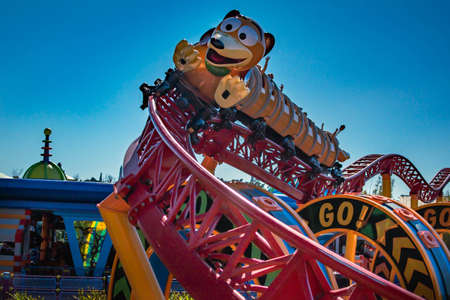 People enjoying Slinky Dog Dash rollercoaster at Hollywood Studios (169)のeditorial素材