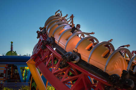 January 05, 2021. People enjoying Slinky Dog Dash rollercoaster at Hollywood Studios (173)のeditorial素材