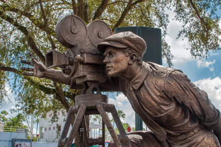 Top view of young Walt Disney filming statue at Hollywood Studios (49)のeditorial素材