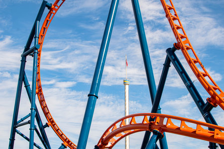 Orlando, Florida. December 22, 2020. Top view of New Ice Breaker roller coaster at Seaworld (54)