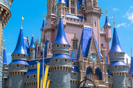 Orlando, Florida. August 04, 2020. Partial view of Cinderella Castle at Magic Kingdom (395)のeditorial素材