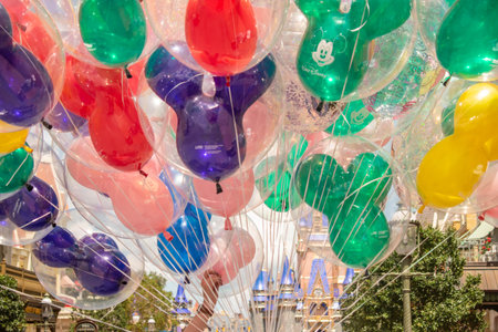 Orlando, Florida. September 02, 2020. Top view of Disney balloons at Magic Kingdom (353)のeditorial素材