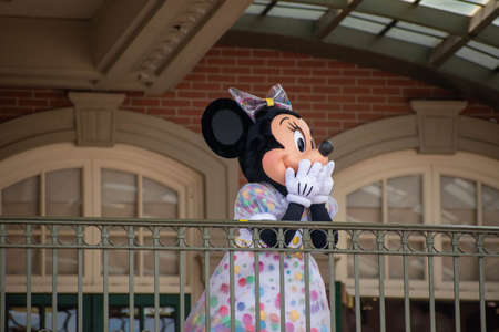 Orlando, Florida. September 02, 2020. Minnie Mouse waving from the balcony at Walt Disney World Railroad at Magic Kingdom (345)のeditorial素材