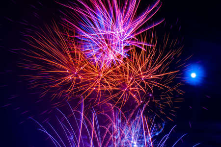 Tampa Bay, Florida. December 29, 2020. Top view of colorful fireworks at Busch Gardens (35)のeditorial素材