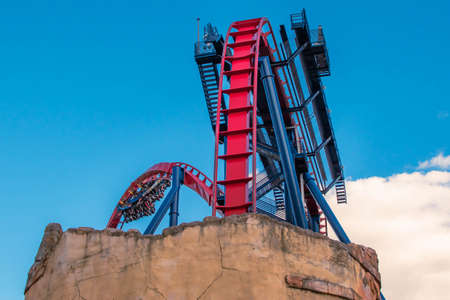 Tampa Bay, Florida. December 29, 2020, People having fun Sheikra rollercoaster at Busch Gardens (12)のeditorial素材