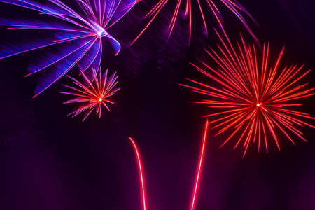 Tampa Bay, Florida. December 29, 2020. Top view of colorful fireworks at Busch Gardens (32)のeditorial素材
