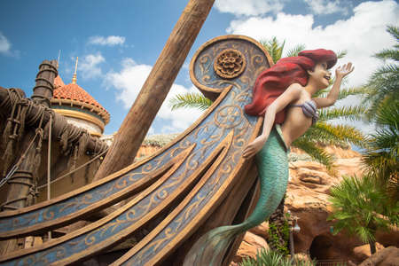 Orlando, Florida. September 21, 2020. Top view of Ariel statue in Magic KIngdom (139)のeditorial素材