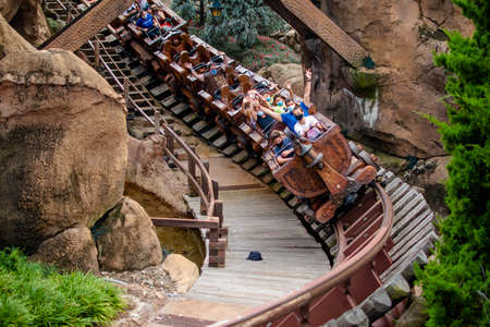 Orlando, Florida. September 21, 2020. People enjoying Seven Dwarf Mine Train in Magic KIngdom (162)のeditorial素材