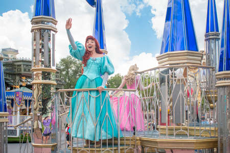 Orlando, Florida. September 02, 2020. Aurora & Ariel on beautiful parade float at Magic Kingdom (2)のeditorial素材