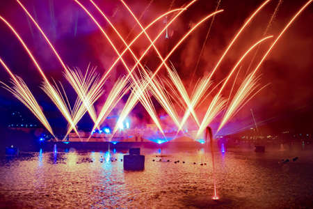 Orlando, Florida. December 30, 2020. Spectacular Fireworks in Christmas season at Seaworld (4)のeditorial素材