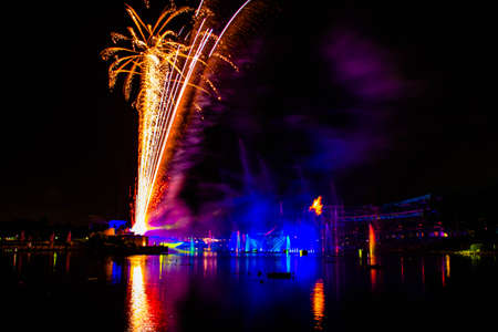 Orlando, Florida. September 03, 2021. Spectaular fireworks in Electric Ocean at Seaworld (3)のeditorial素材
