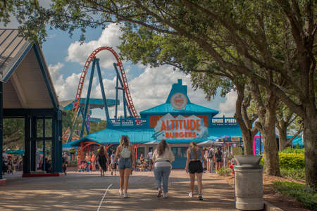 Orlando, Florida. September 28, 2021. People walking at Seaworld (49)のeditorial素材