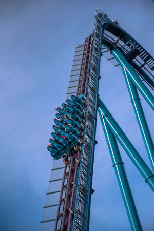 Orlando, Florida. September 28, 2021. People enjoying terrific Mako roller coaster at Seaworld (60)のeditorial素材
