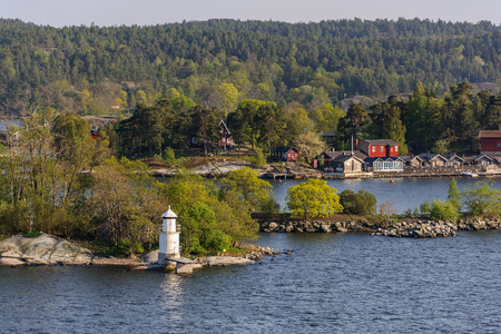 Sweden spring scenery, Stokholm district, view from boatの写真素材