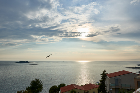 Blue Adriatic sea sea at evening, Croatiaの写真素材