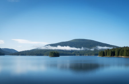 Lake in the Carpathian Mountains, Ukraine. Panoramic viewの素材