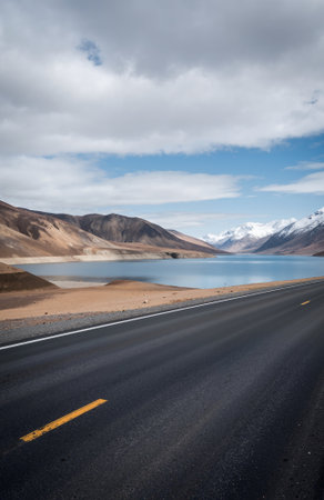 Road to Pangong Lake in Leh, Ladakh, Indiaの素材