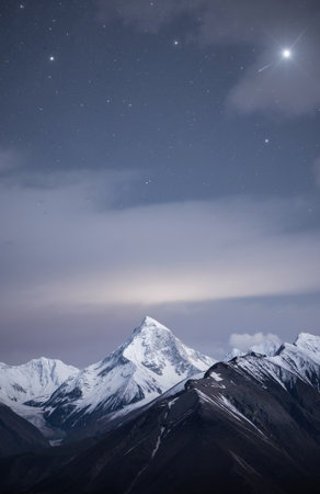Night view of Himalayas, Annapurna Circuit, Nepalの素材