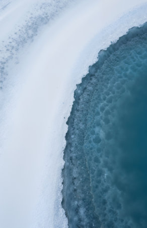 Aerial view of a frozen lake in winter. Lake Baikal.の素材