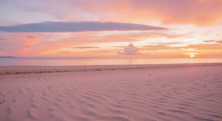 Beautiful sunset on the beach at Khao Lak, Thailand.の素材