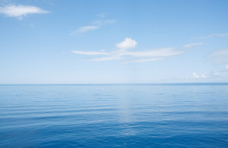 Seascape with blue sea and blue sky. Nature background.の素材