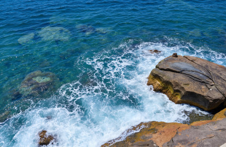 Seascape with rocks and turquoise sea water. Thailandの素材