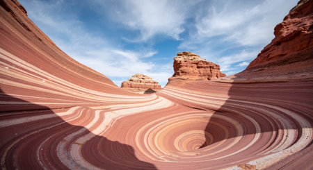 The Wave is a sandstone formation in the Vermilion Cliffs National Monument, Arizona, USAの素材