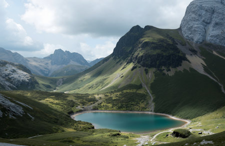 Mountain lake in the mountains. Lake in the mountains. Beautiful landscape.の素材