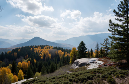 Beautiful autumn landscape in the Carpathian Mountains, Ukraine.の素材