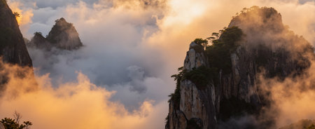 Panoramic view of the Huangshan National Park, Chinaの素材