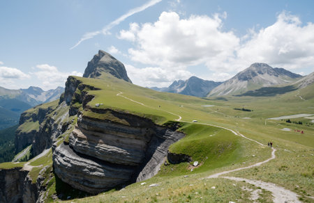Mountain landscape in Alpe di Siusi, Dolomites, Italyの素材