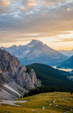 Sunrise in the Dolomites, South Tyrol, Italyの素材