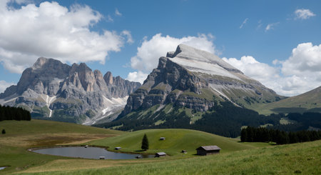 Panoramic view of the Dolomites in South Tyrol, Italyの素材